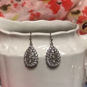 Silver plated cz drop earrings, new, never worn.